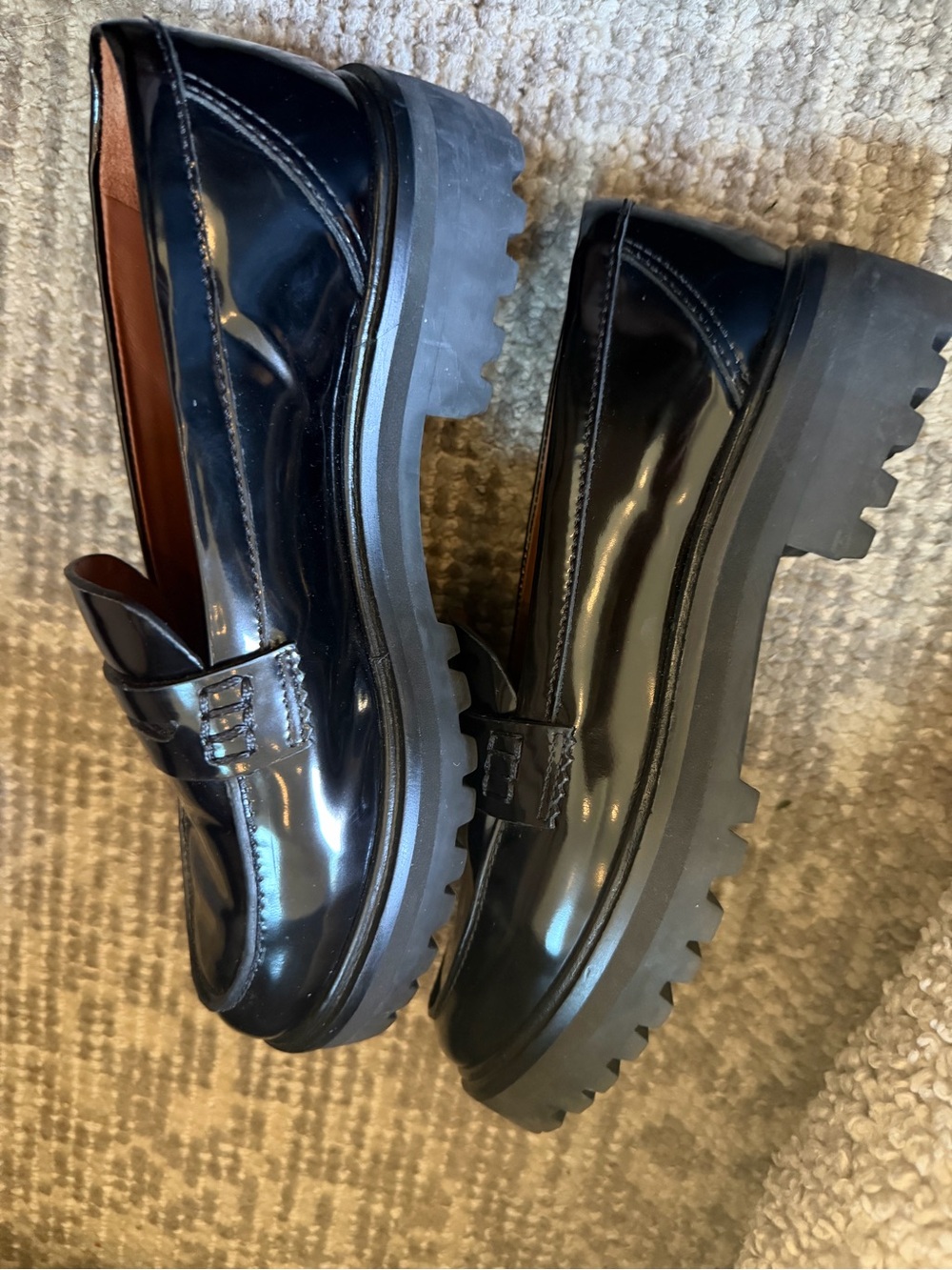 Reformation Black Patent Leather platform Loafers - Picture 6 of 6